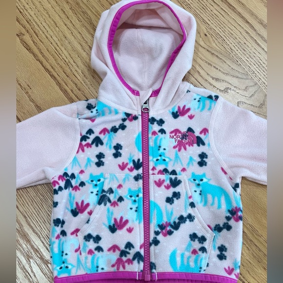 The North Face Other - The North Face light pink printed fleece zipper jacket, infant girls 3-6month